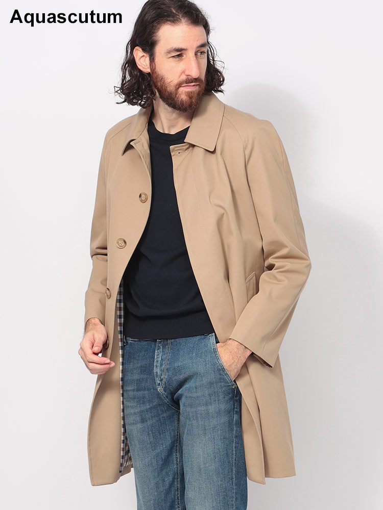 Aquascutum (アクアスキュータム) 総裏チェック シングルボタン ステン