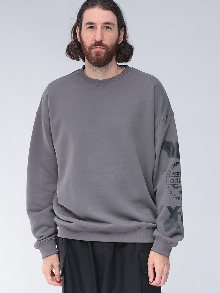 Y-3 (ワイスリー) 袖プリント クルーネック スウェット トレーナー