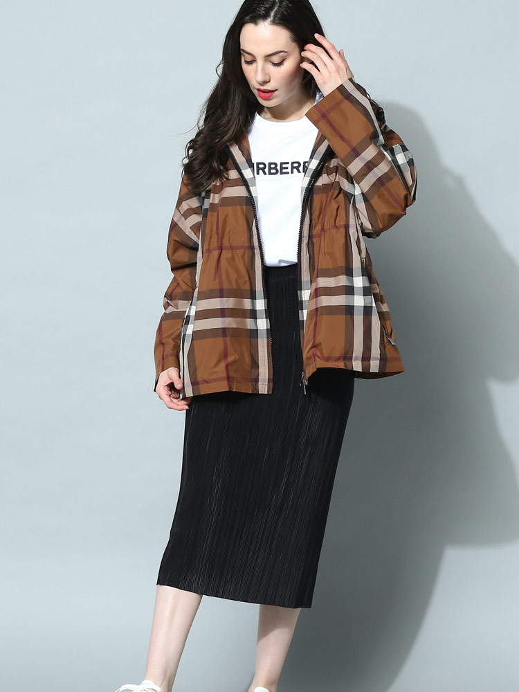 BURBERRY (バーバリー) チェック フルジップ フーディッドジャケット