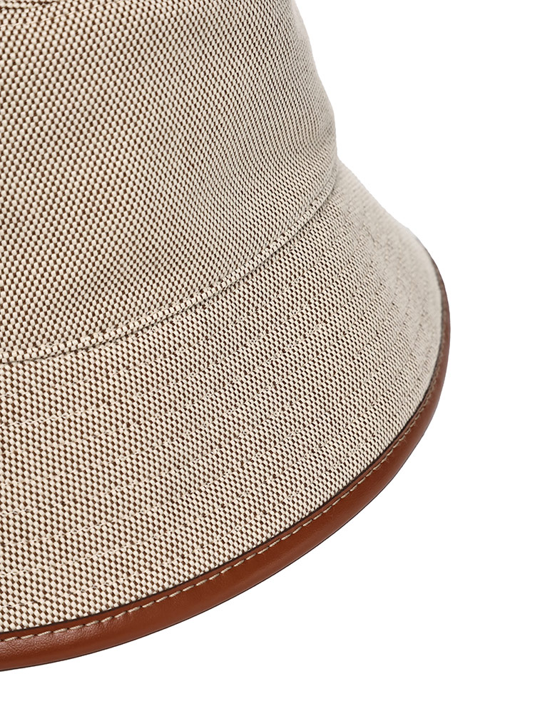 MIUMIU (ミュウミュウ) キャンバス レザーパイピング ロゴ バケット