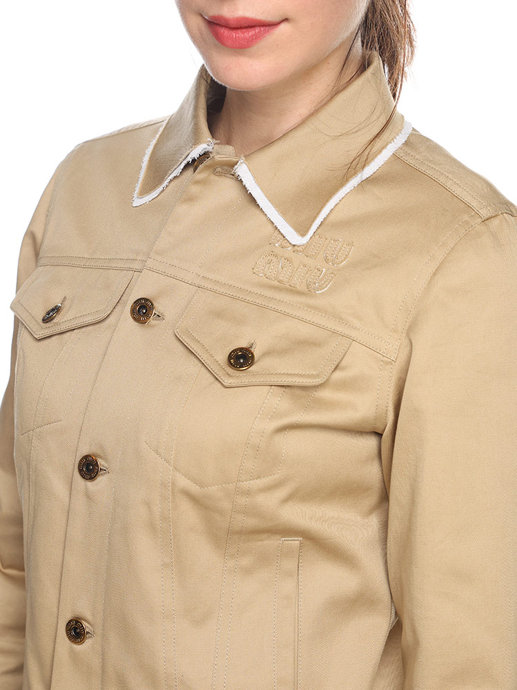 MIUMIU (ミュウミュウ) ダブルポケット ロゴ フルボタン チノ