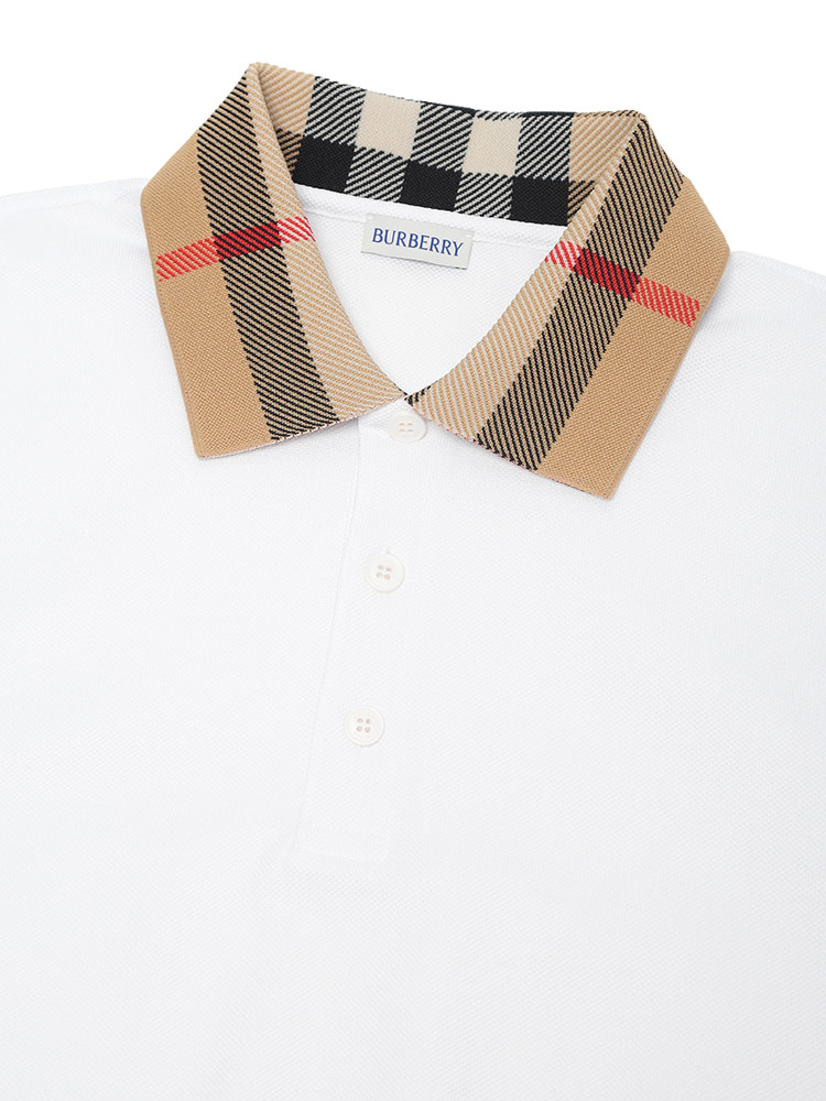 BURBERRY (バーバリー) コットン 衿チェック 半袖 ポロシャツ