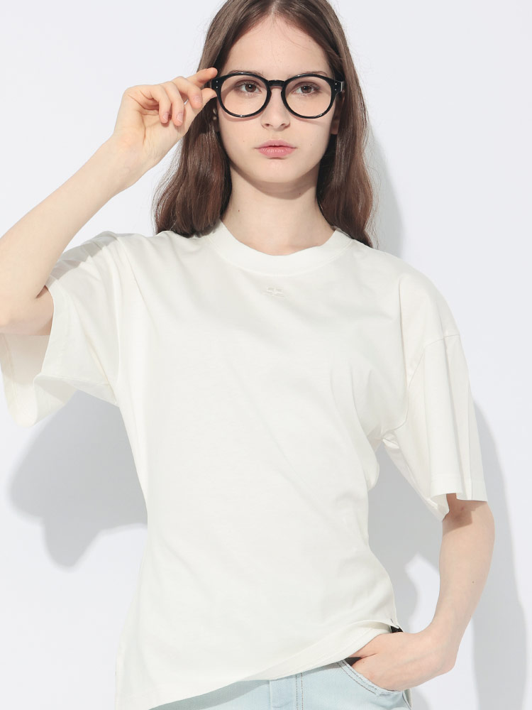 courreges (クレージュ) ウエストシェイプ ワンポイントロゴ 半袖 T