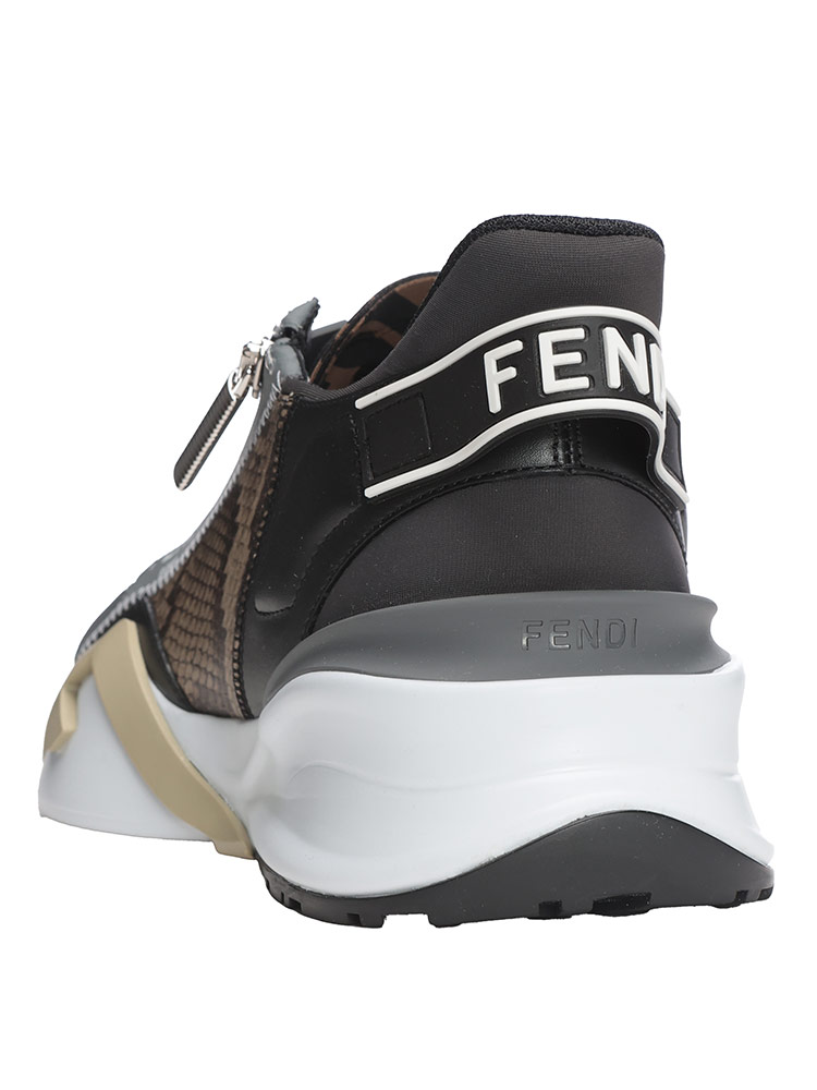 FENDI (フェンディ) レザー ロートップ フローパイソン スニーカー