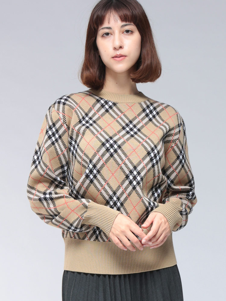 BURBERRY (バーバリー) エンブロイダード チェック クルーネック
