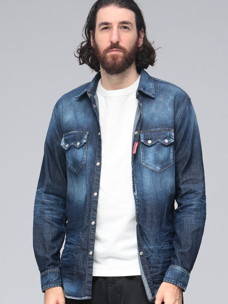 DSQUARED2 (ディースクエアード) フルボタン 長袖 デニムシャツ RELAX