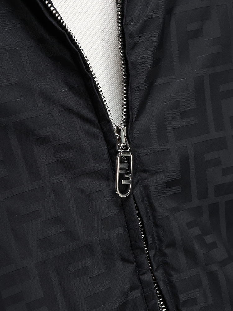 FENDI (フェンディ) 総柄 ロゴ ズッカ柄 スタンドカラ― 中綿ジャケット