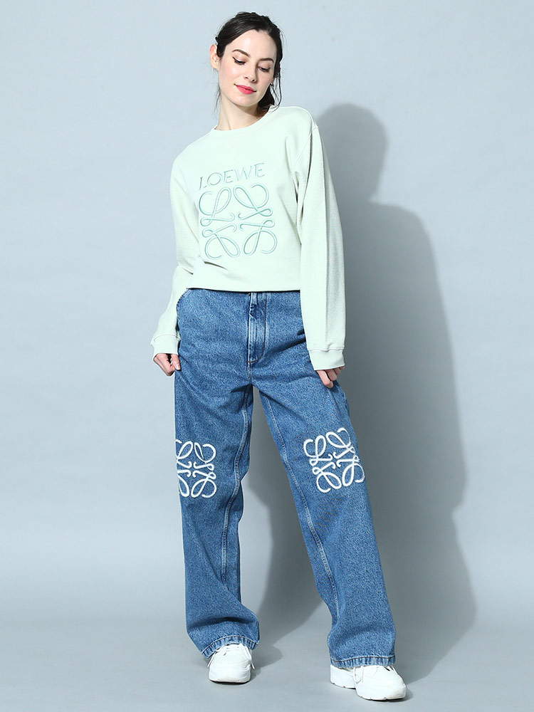LOEWE ロエベ レディース デニム アナグラム バギー ジーンズ ワイド