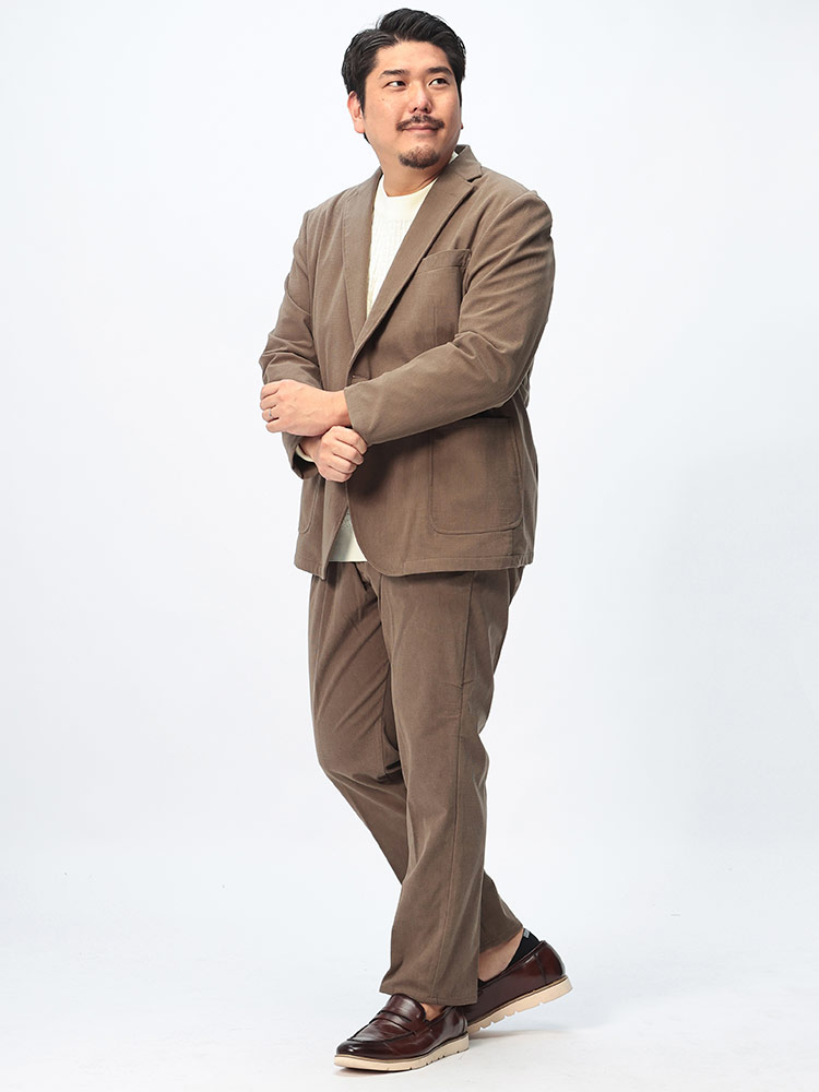 コーデュロイパンツ デニスラ ストレッチ スリムテーパードパンツ