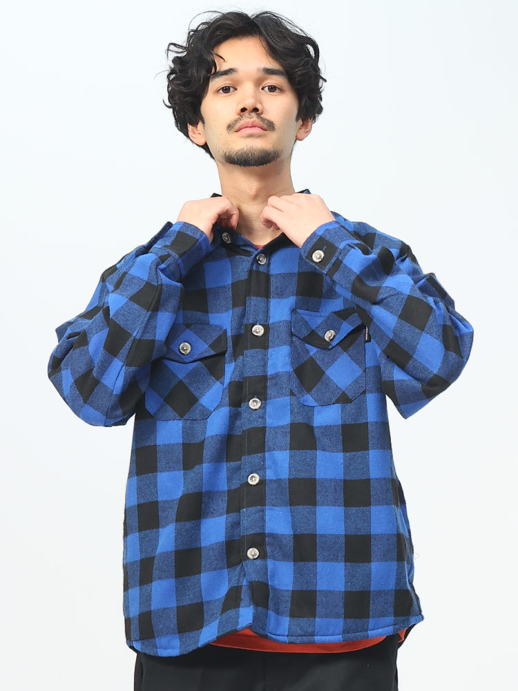 FIRST DOWN (ファーストダウン) 裏シャギー チェック柄 オーバーシャツ