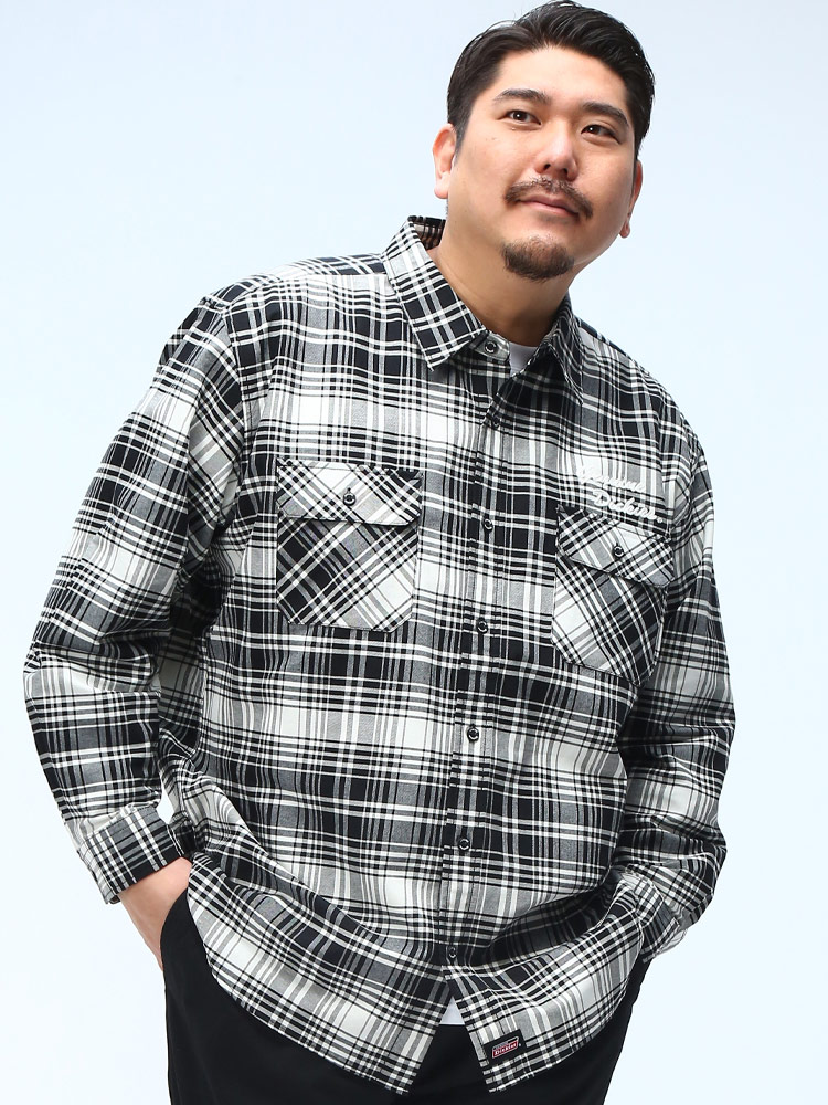 オックスフォードシャツ 総柄チェック フラップポケット 長袖 トップス