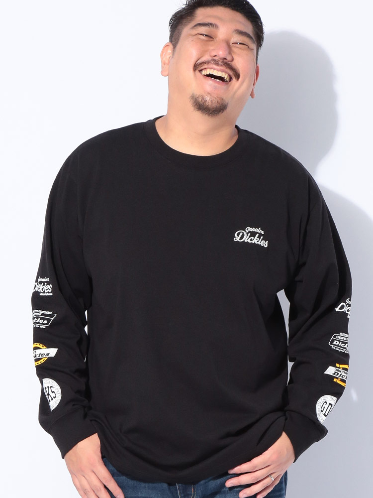 長袖 Tシャツ ロゴ 刺繍＆プリント クルーネック トップス ロンT