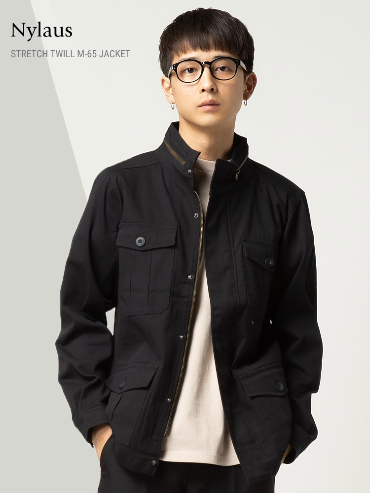 M-65 ミリタリージャケット メンズ ストレッチツイル フルジップ