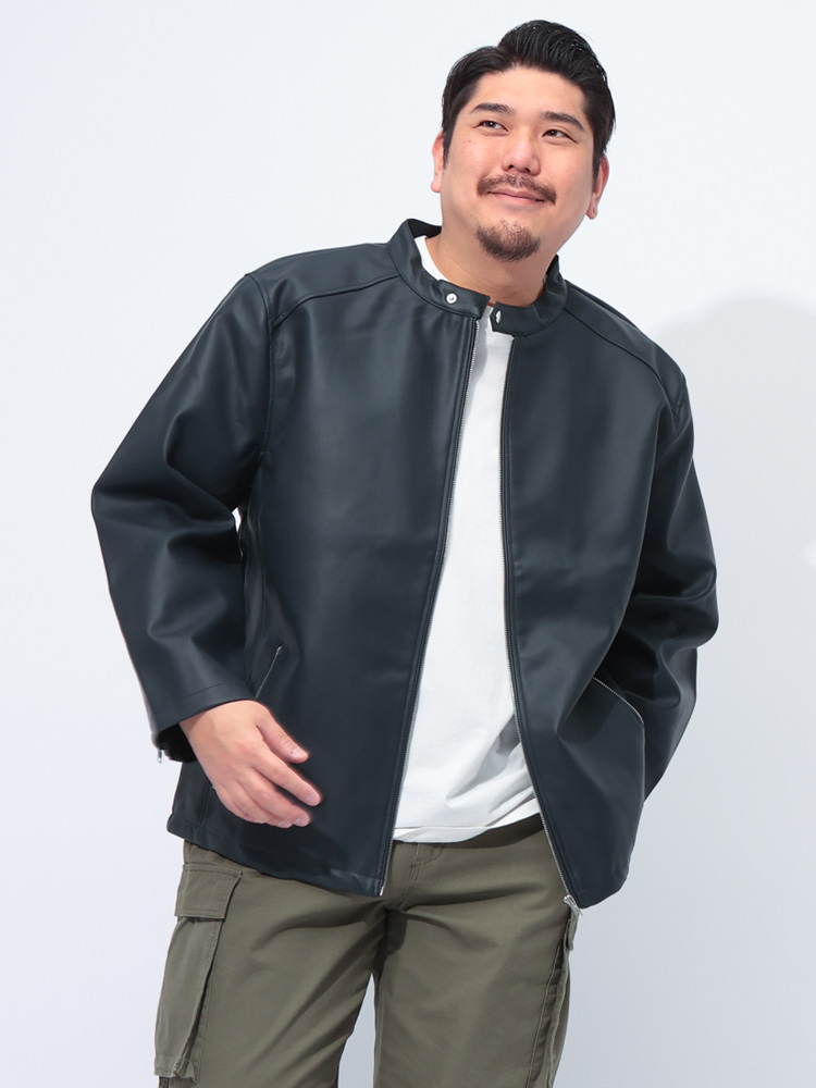ライダース ジャケット フェイクレザー フルジップ アウター ブルゾン