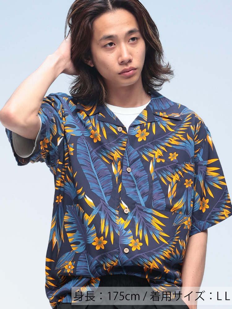 SAKAZEN (サカゼン) レーヨン100％ 半袖 アロハシャツ Hawaiian shirt