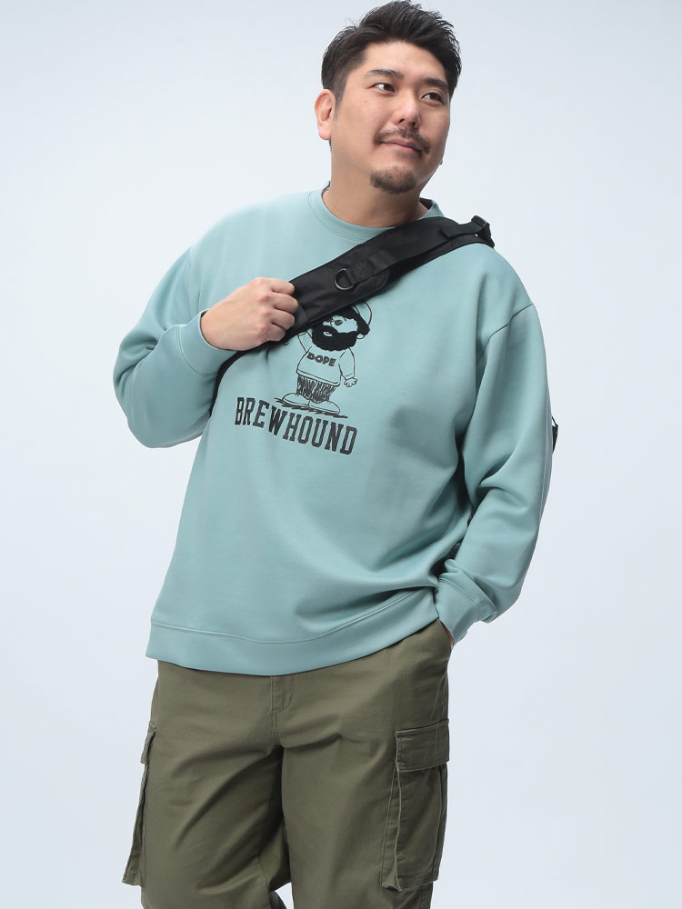 長袖 トレーナー サガラ胸刺繍 クルーネック トップス プルオーバー