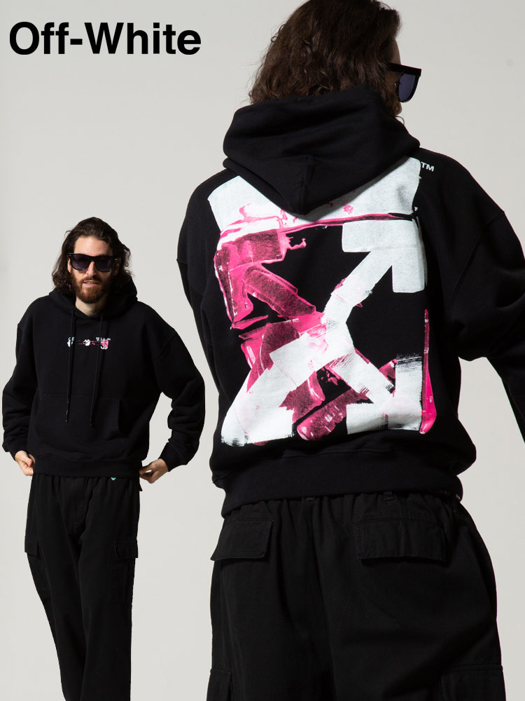 OFF-WHITE (オフホワイト) 裏起毛 プリント プルオーバー パーカー
