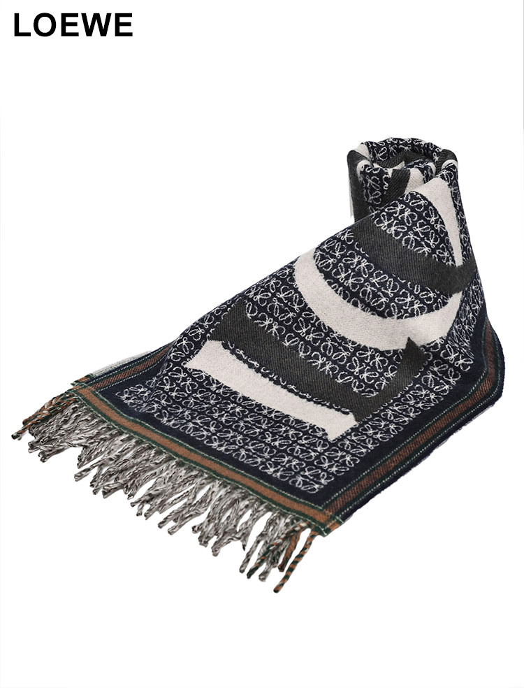 LOEWE (ロエベ) カシミヤ混 総柄 マフラー LELF606257X51 メンズ
