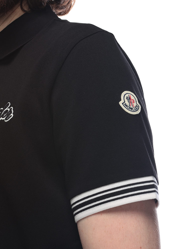 MONCLER (モンクレール) 胸ロゴ刺繍 ライン 半袖 ポロシャツ メンズ