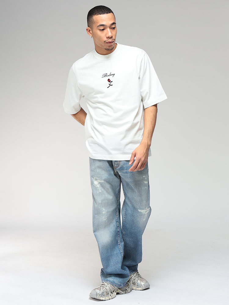 BURBERRY (バーバリー) フロント ロゴ 刺繍 薔薇 フロッキー使い