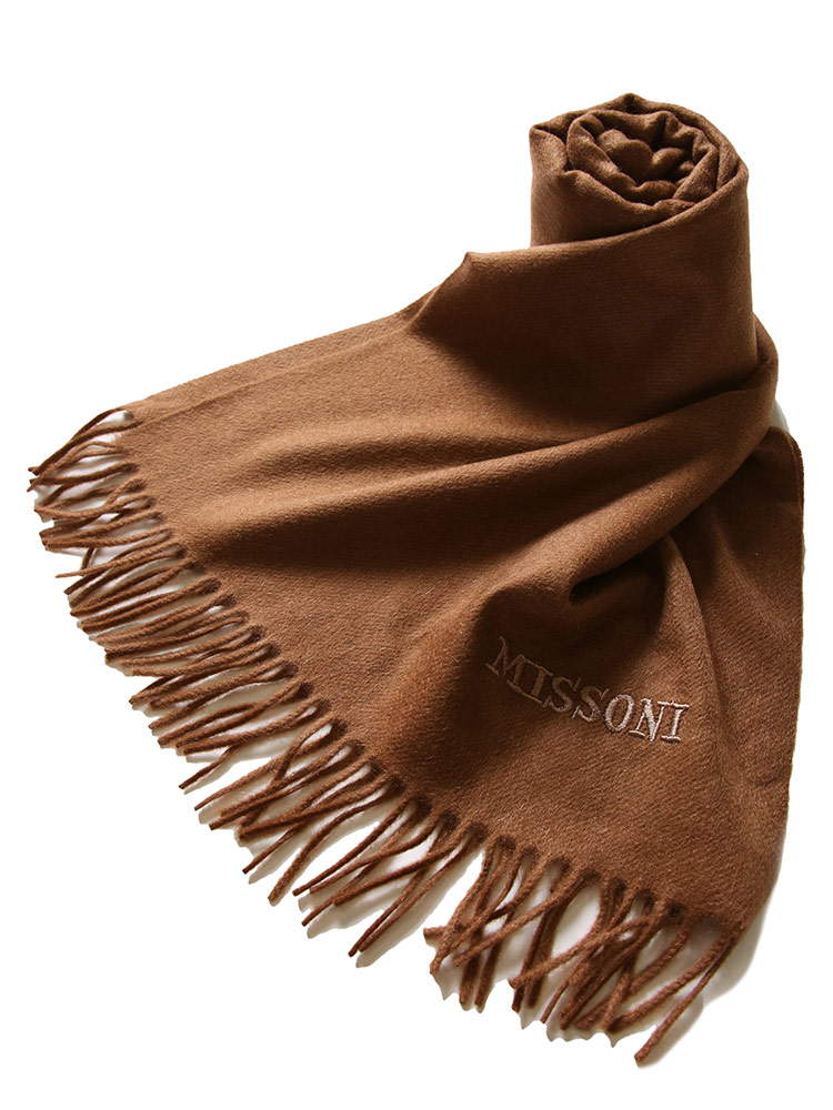 MISSONI ミッソーニ カシミヤ100％ ロゴ 刺繍 マフラー ブランド