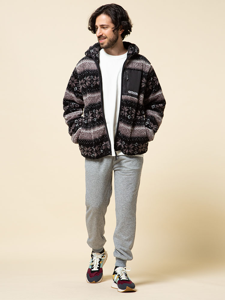 OUTDOOR PRODUCTS (アウトドアプロダクツ) 総柄 フード フルジップ