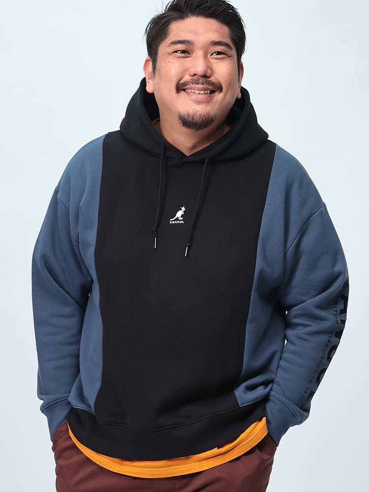 プルオーバー パーカー 裏起毛 フロント刺繍 バイカラートップス 長袖