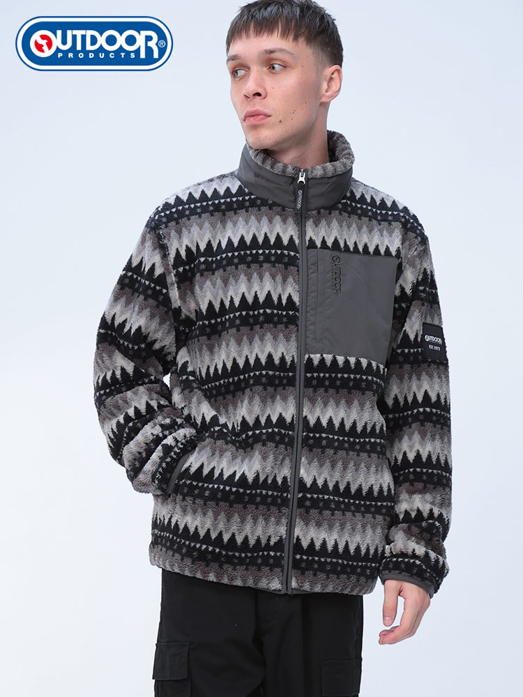 OUTDOOR PRODUCTS (アウトドアプロダクツ) ボアフリース 総柄