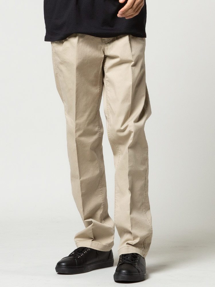 S＆SONS (エスアンドサンズ) ストレッチ 無地 ツータック チノパンツ