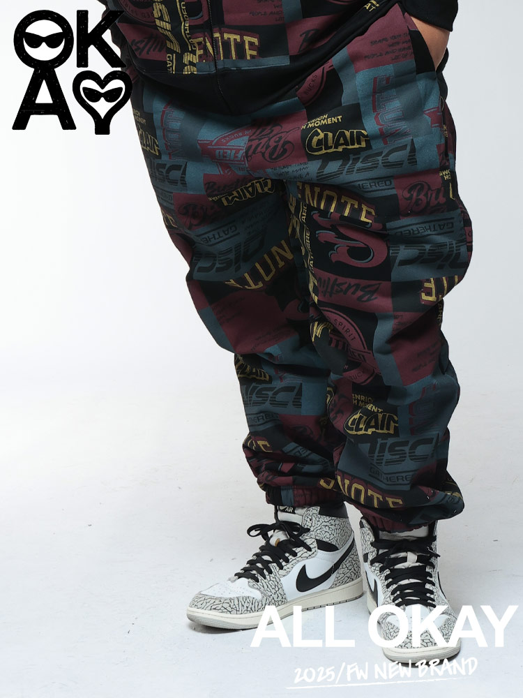 スウェットパンツ 総柄 プリント 裏起毛 ボトムス ロングパンツ