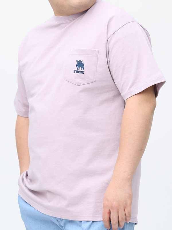 大きいサイズ メンズ moz (モズ) ヘラジカ刺繍 ポケット付き クルー