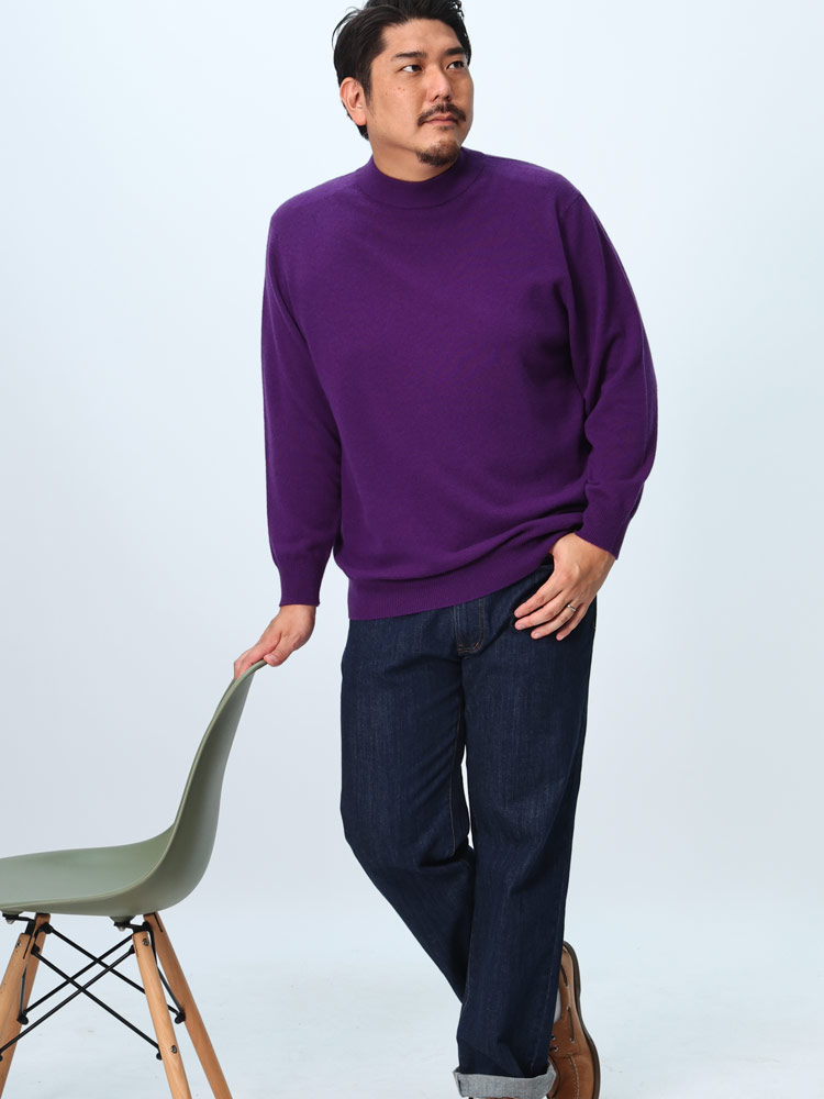 カシミヤ100％ セーター 無地 モックネック トップス ニット 長袖 秋冬