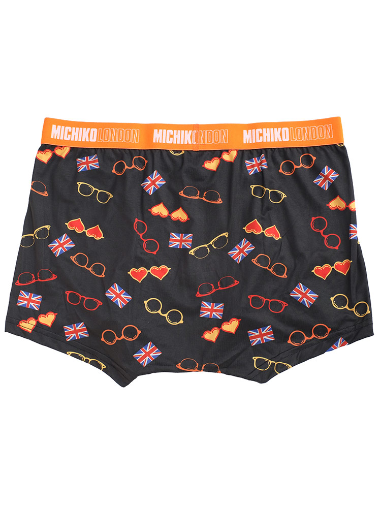 ボクサーパンツ ストレッチ 軽量 眼鏡総柄 肌着 下着 プリント 前閉じ