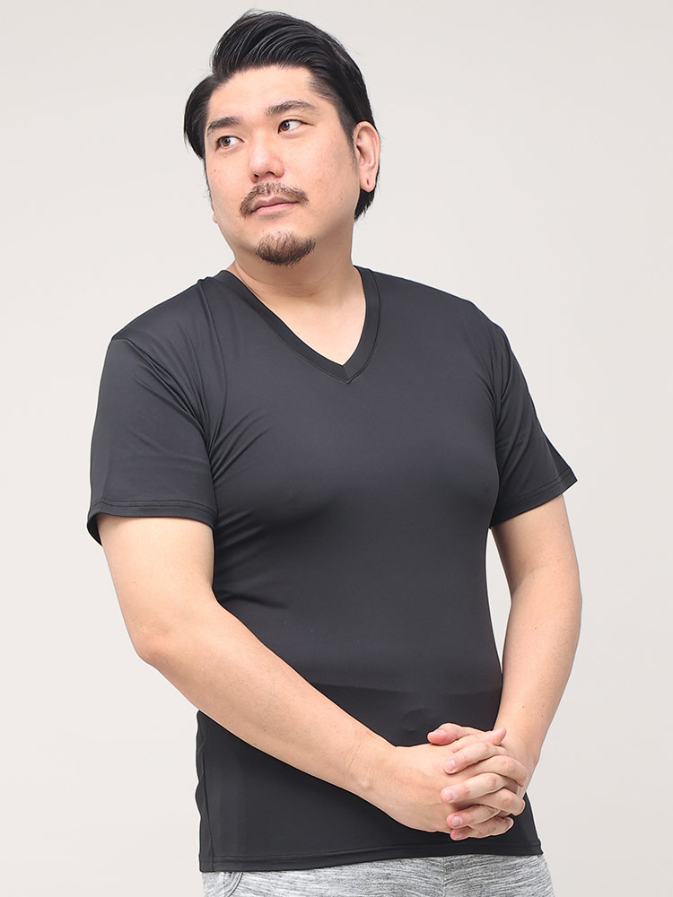 ヒヤテック 吸水冷感 ドライ Vネック 半袖 Tシャツ 節電 クールビズ