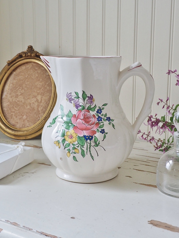 フランス1900年前後の古いKGLUNEVILLE陶器製ピッチャーはかわいい