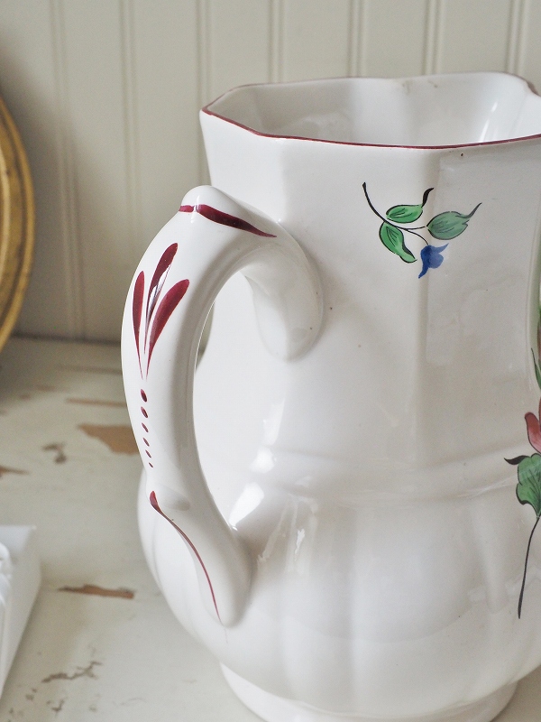 フランス1900年前後の古いKGLUNEVILLE陶器製ピッチャーはかわいい