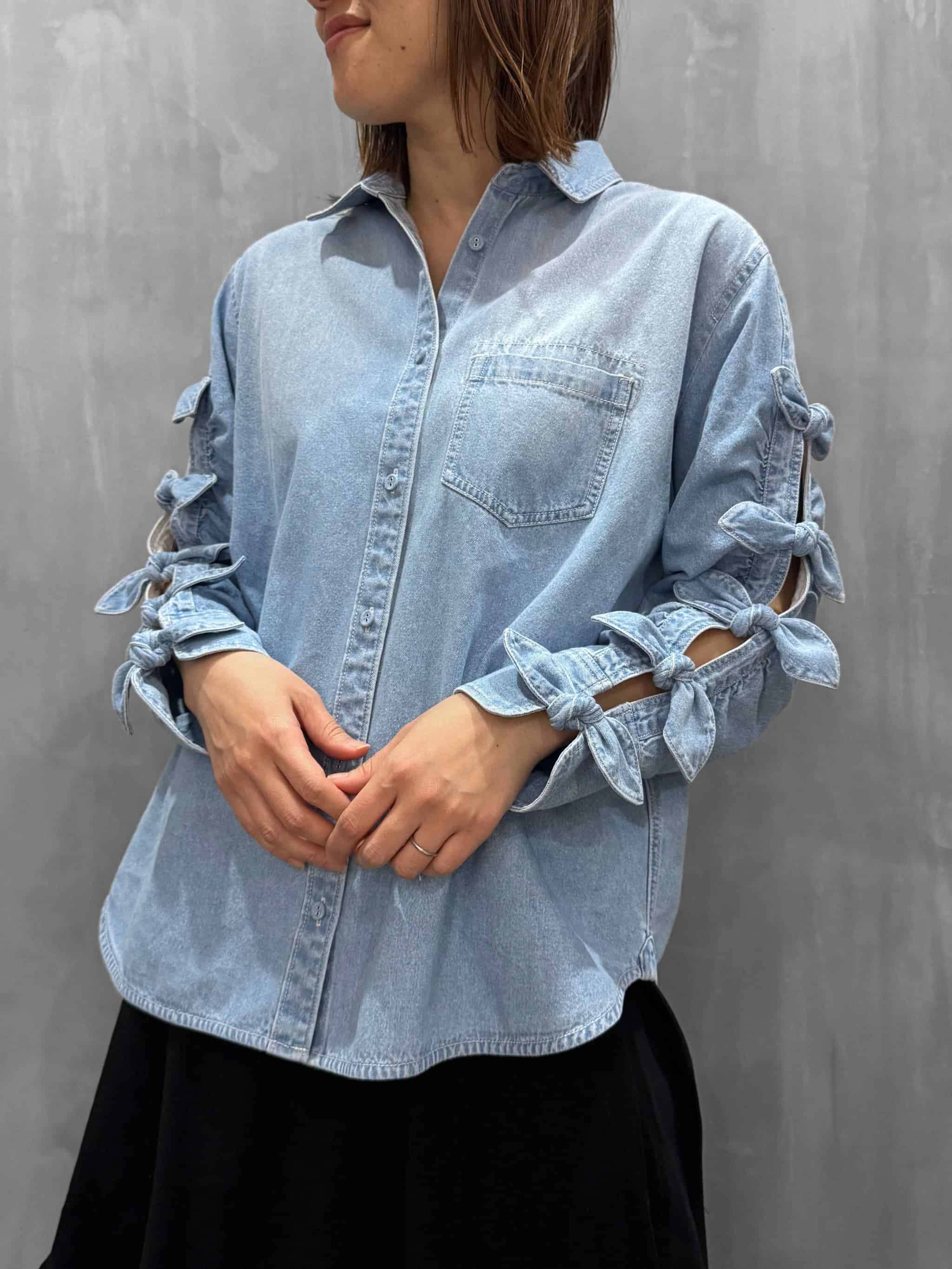 FORFORMO（フォルフォルモ）｜Ribbon Sleeve Denim Shirt｜726103