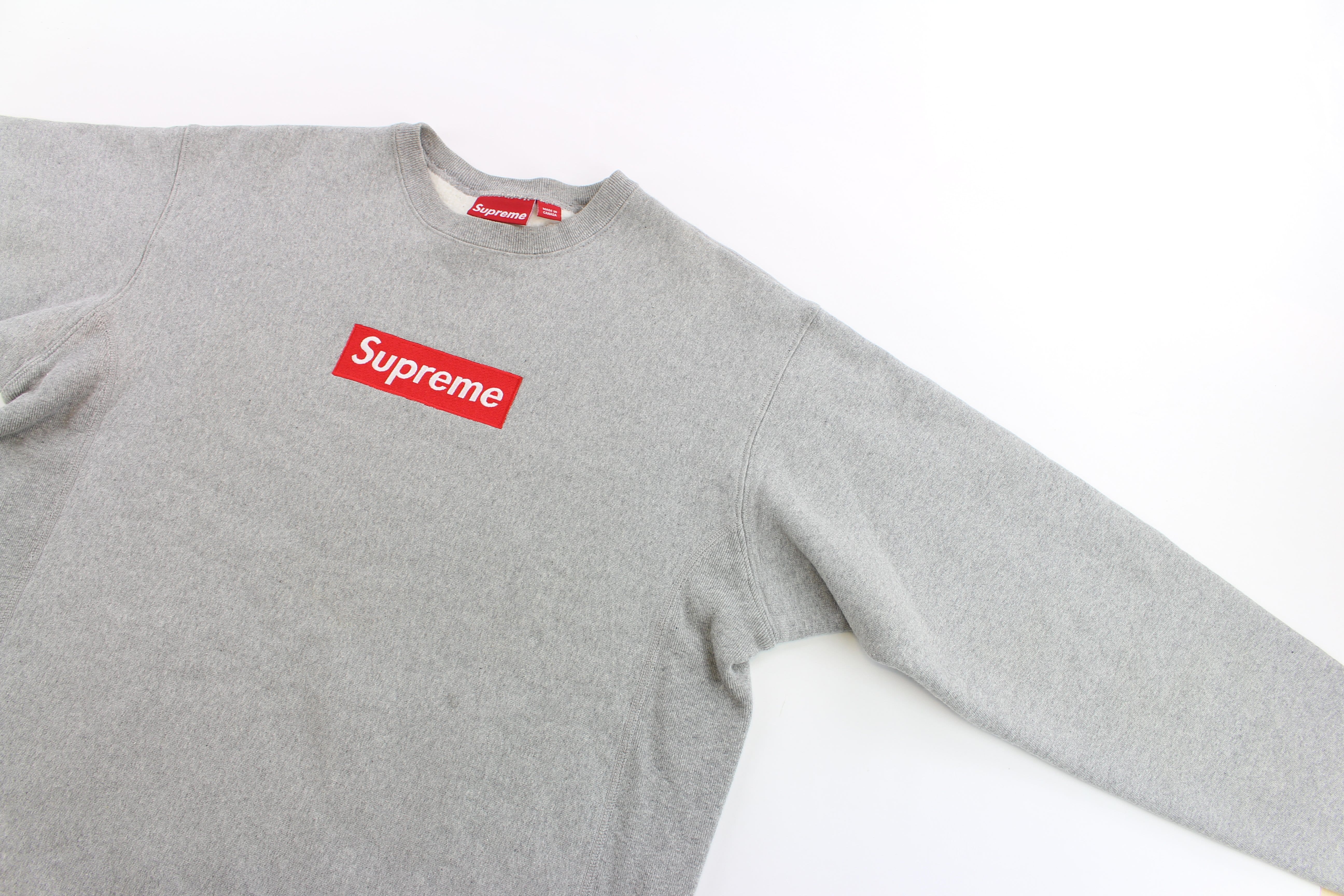 Supreme Red Box Logo Crewneck Grey – SARUGENERAL