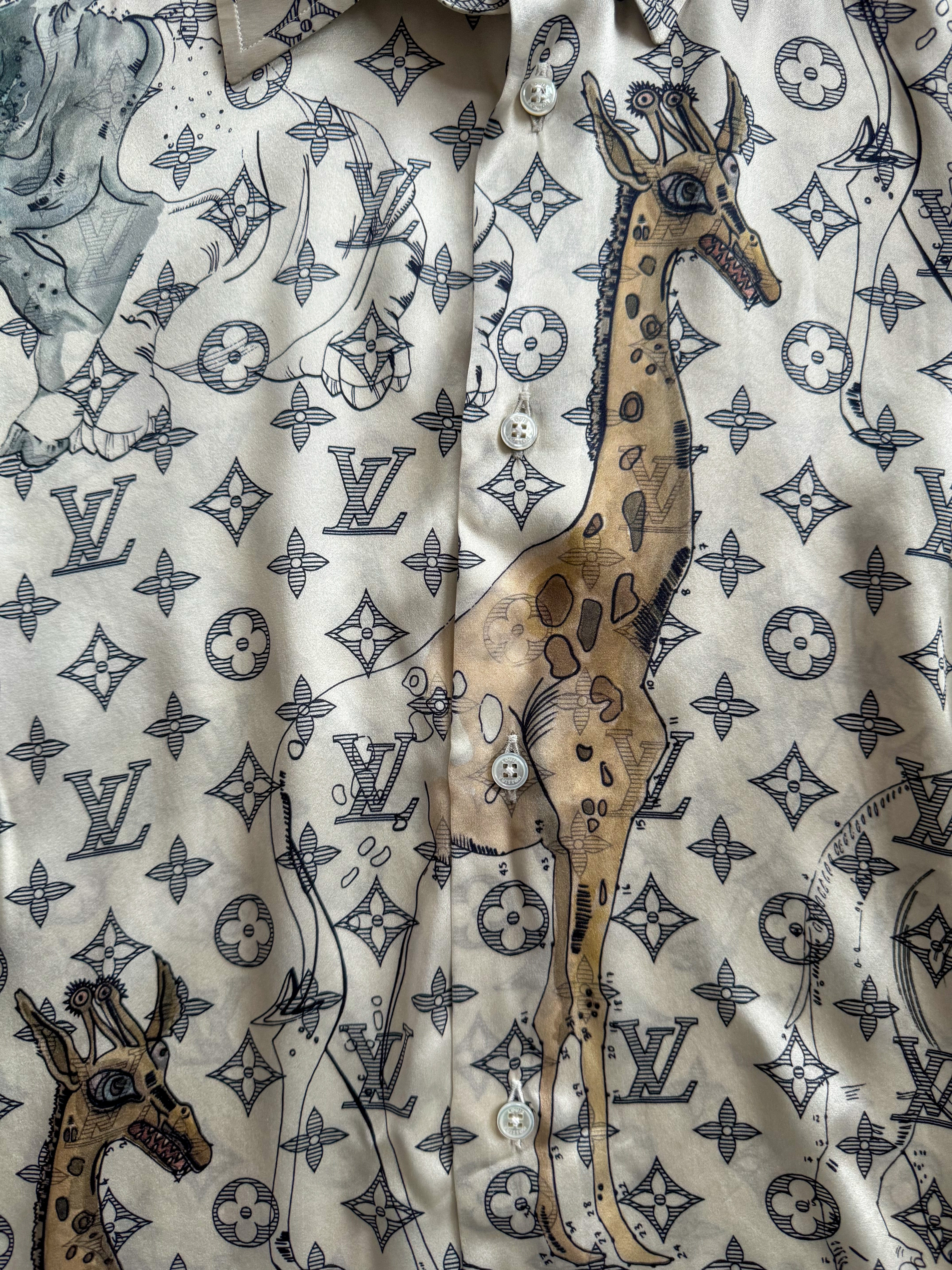 Louis Vuitton Chapman Brothers Monogram Silk Button Up Shirt