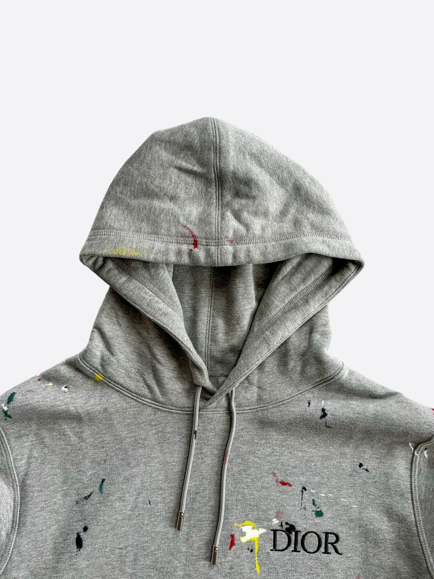 Dior Grey Paint Splatter Embroidered Logo Hoodie – Savonches
