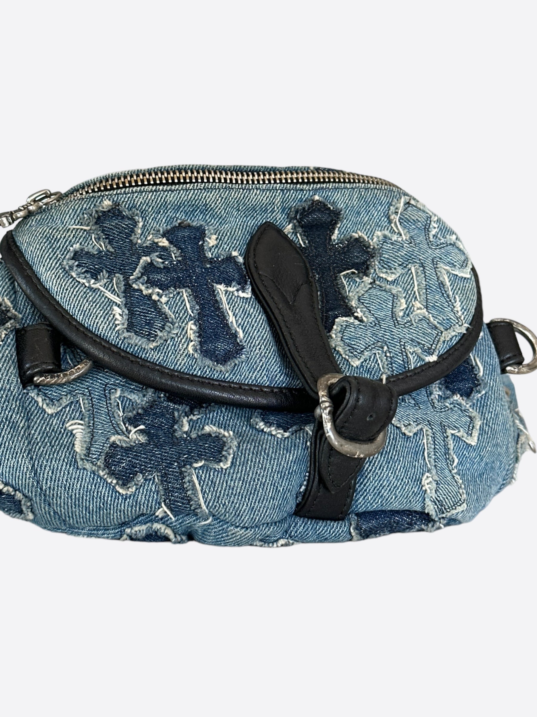 Chrome Hearts Blue Denim Embroidered Cross Patch Snat Bag – Savonches