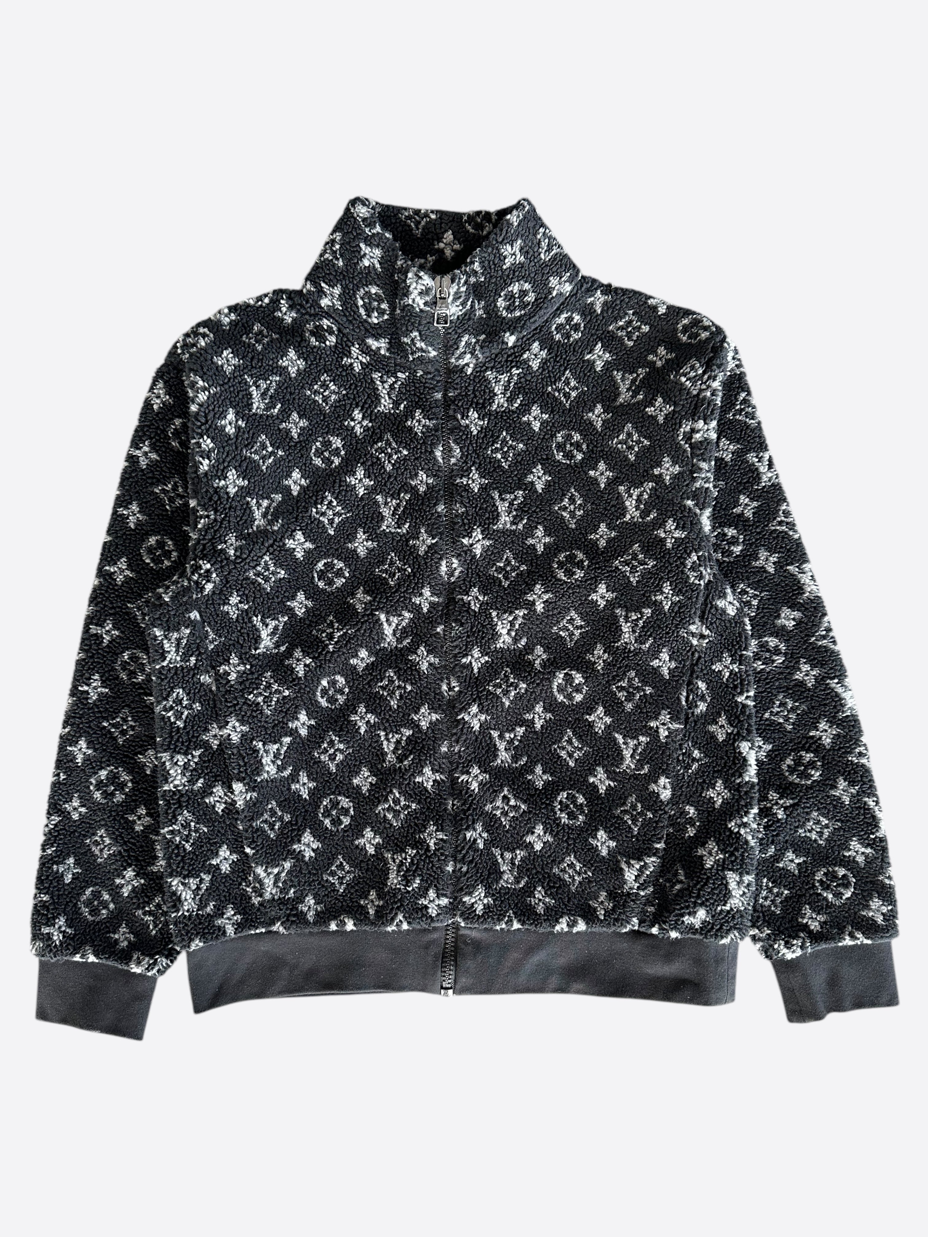 Louis Vuitton Black & Grey Monogram Fleece Zip Up Jacket – Savonches