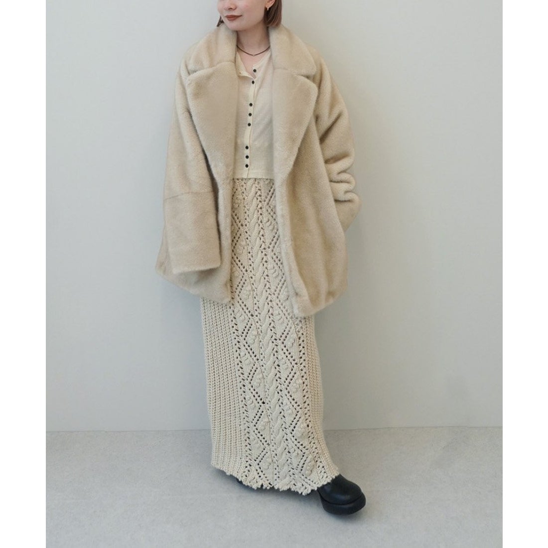 キャナルジーン CANAL JEAN anuke Eco Minkfur Jacket エコミンク