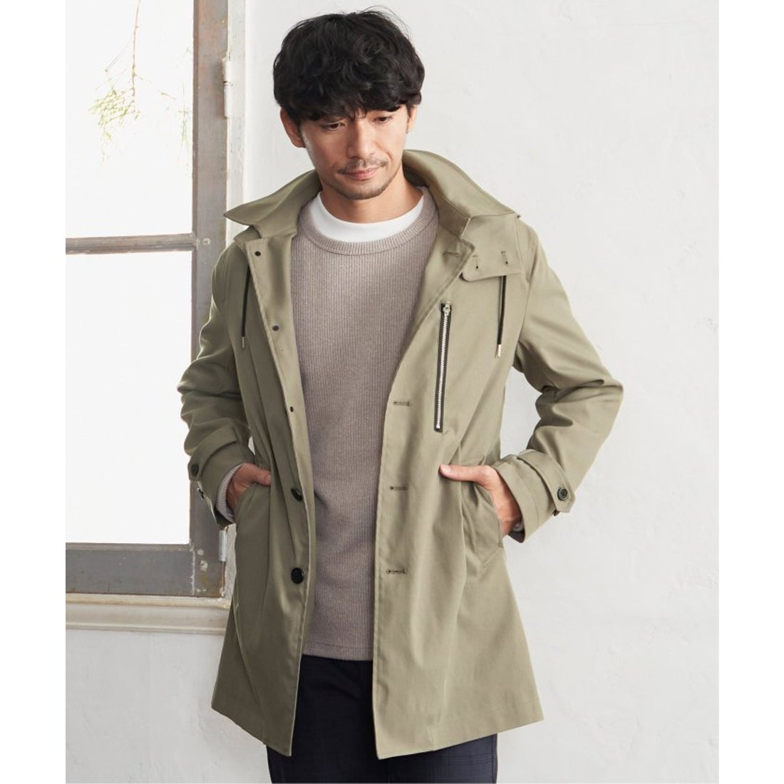 イッカラウンジ ikka LOUNGE 2wayライナー付きステンカラーコート