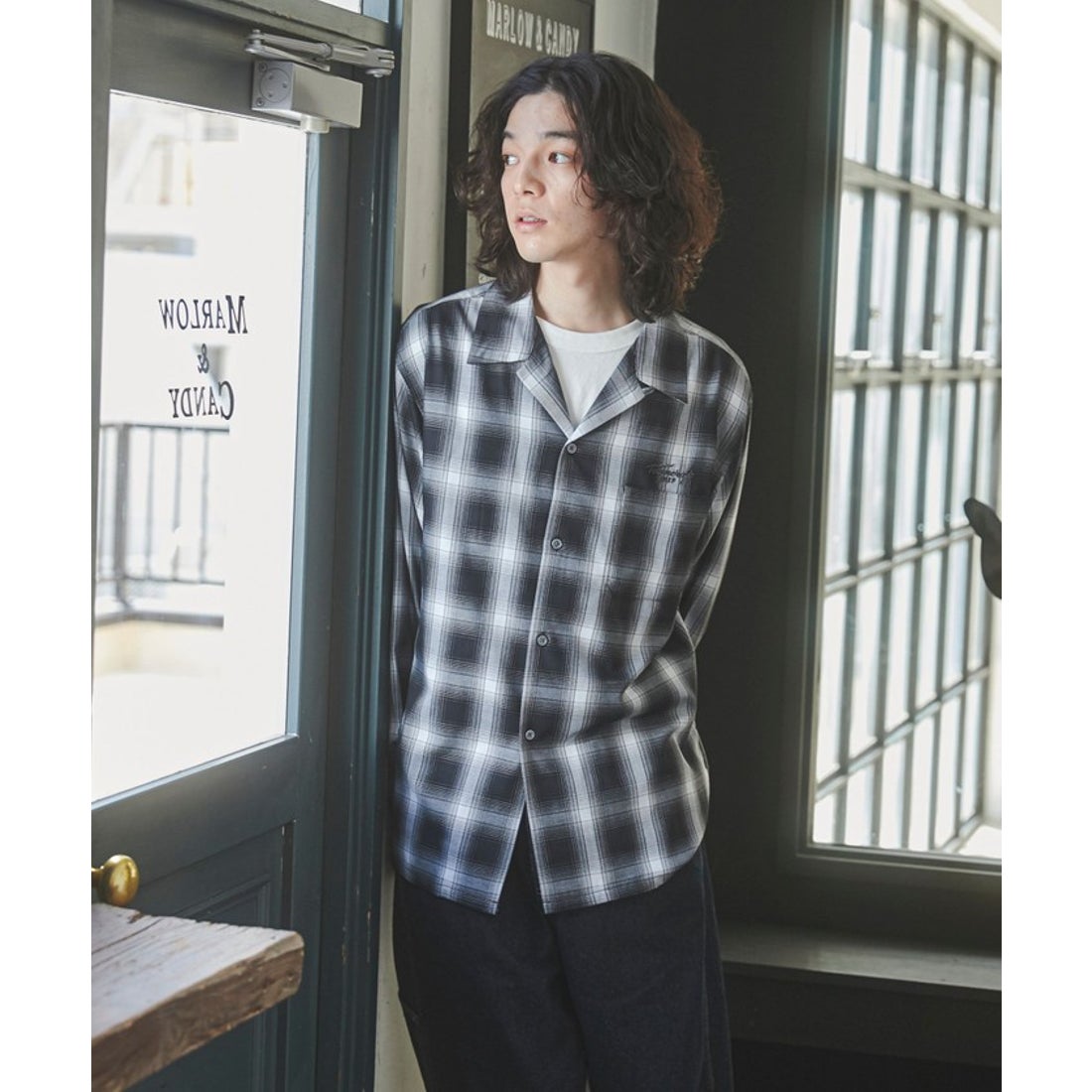 coen TOWNCRAFT（タウンクラフト）別注オンブレチェックオープンカラー