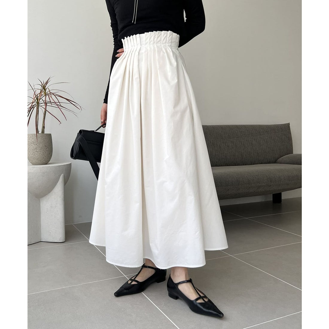 カプリシュレマージュ CAPRICIEUX LE'MAGE タックウエストフレスカート