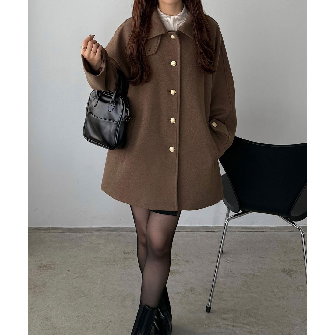 カラウティア callautia callautia ゴールドボタンミドルコート