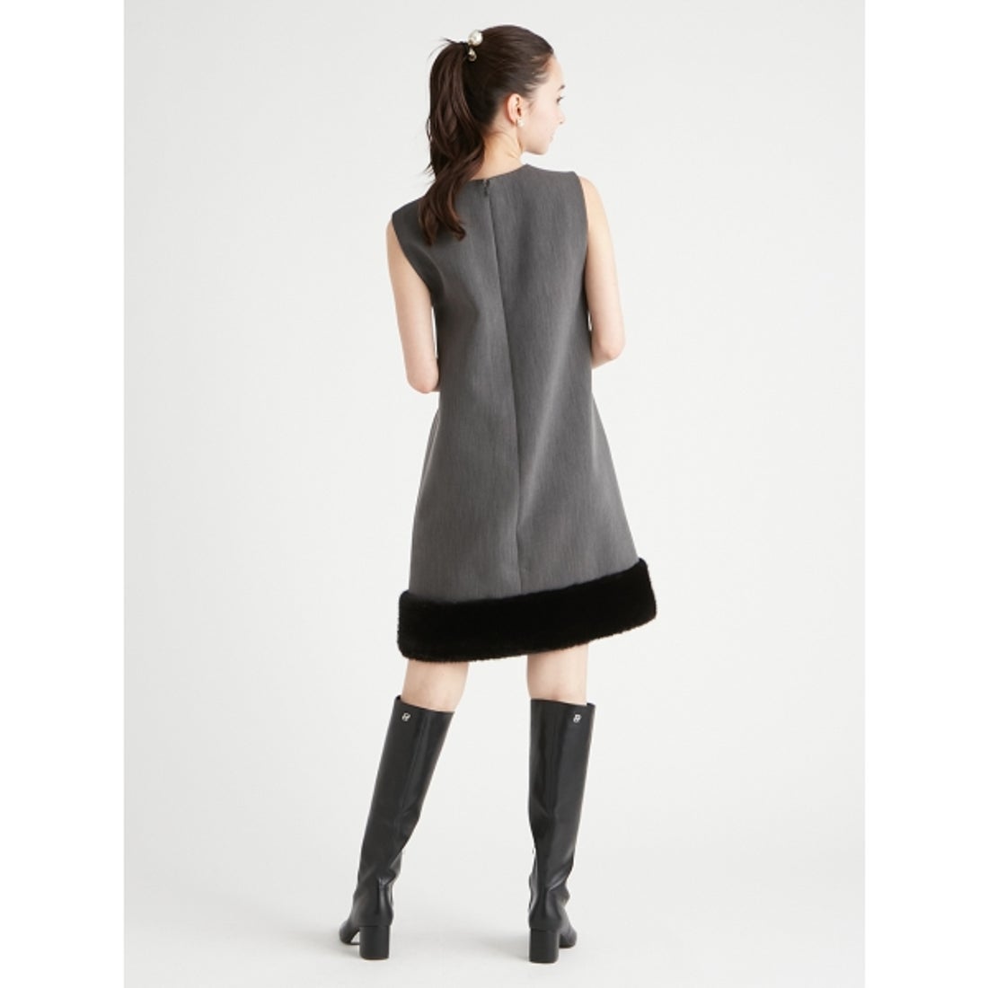 セルフォード CELFORD 裾ファーミニワンピース （BLK） - ファッション