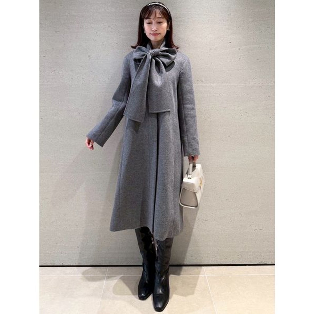 セルフォード CELFORD リボンストール付きノーカラーコート （CGRY