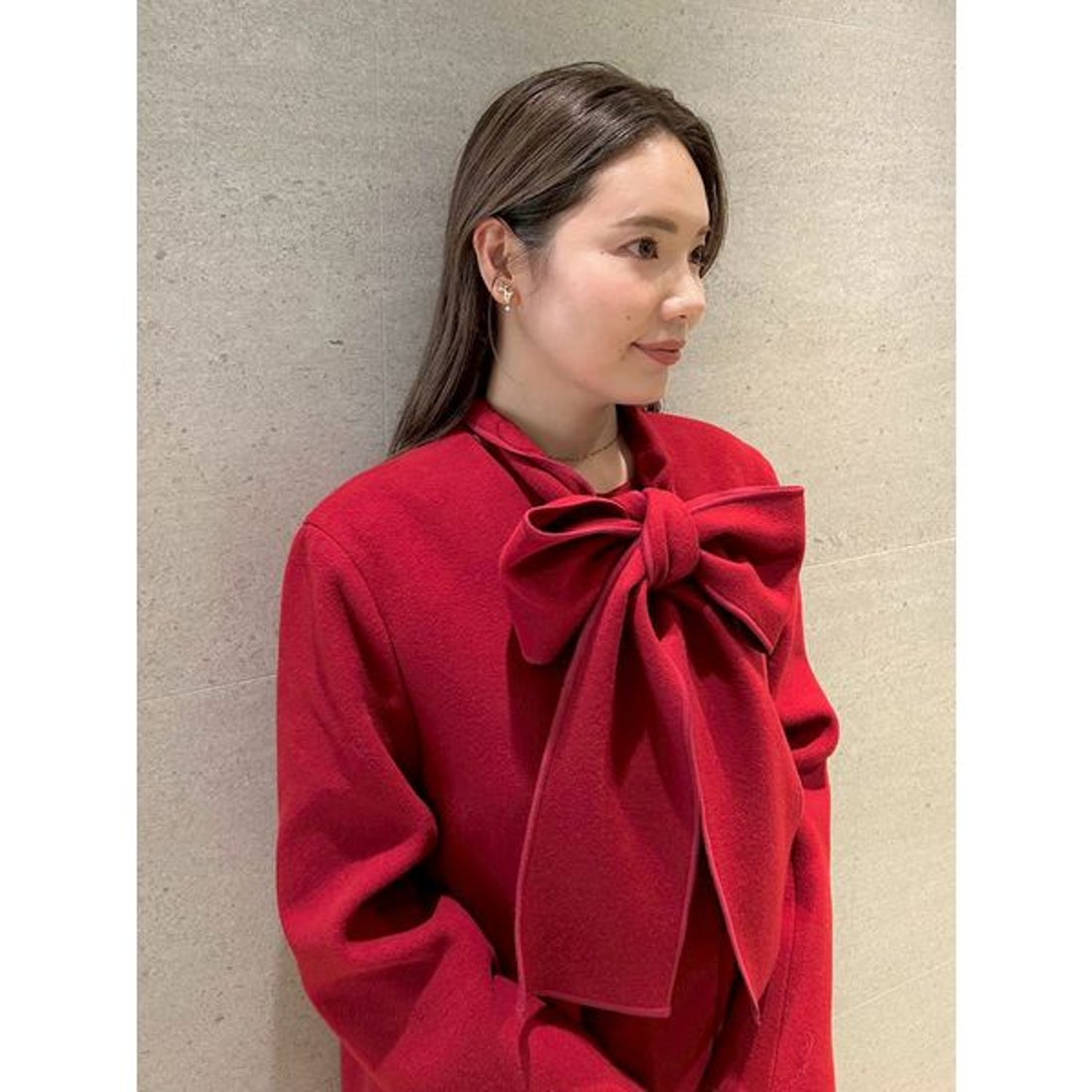 セルフォード CELFORD リボンストール付きノーカラーコート （CGRY